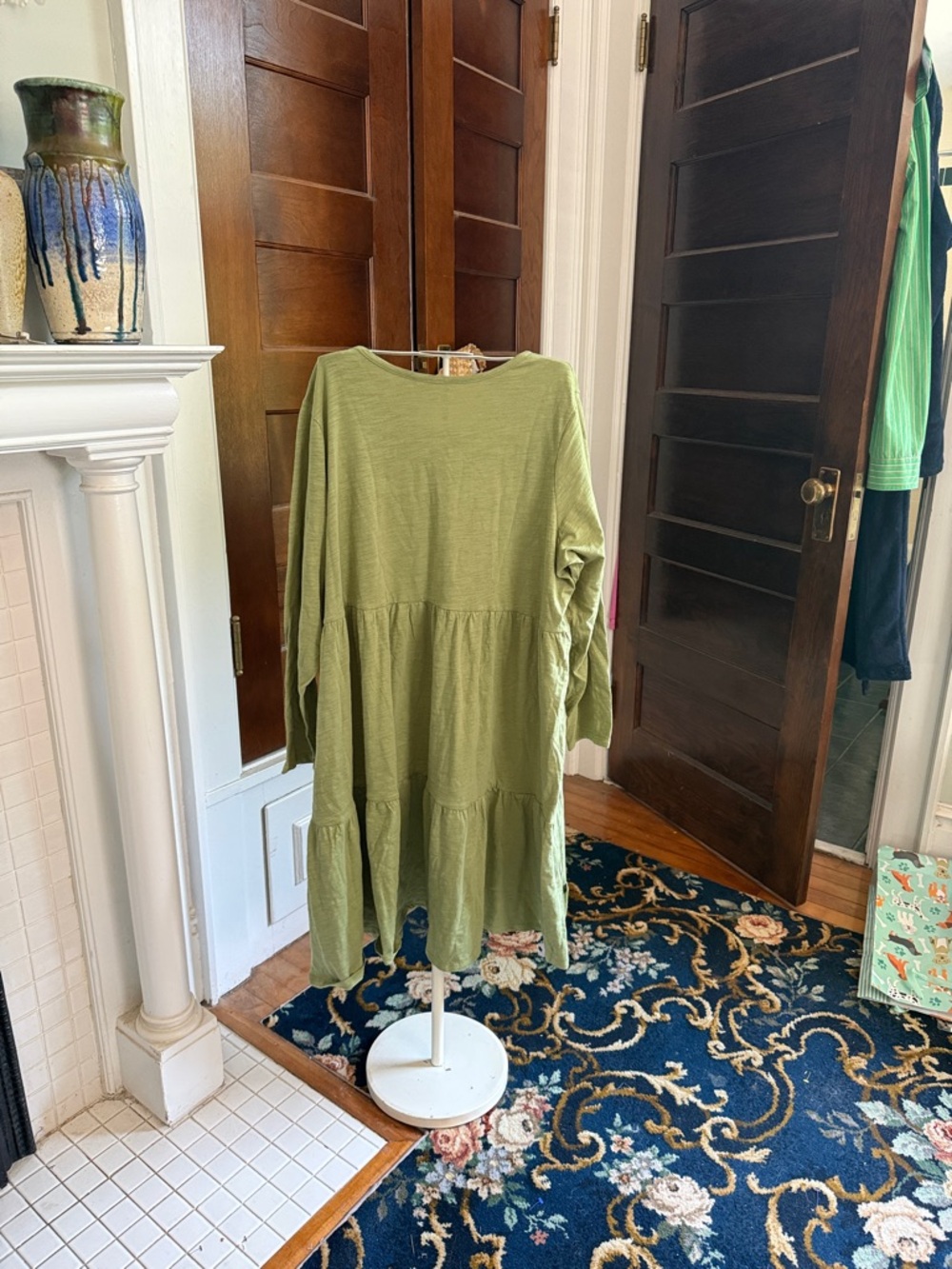 Terra & Sky Olive Green‎ Tiered Midi Dress- worn about 5x - Picture 5 of 5
